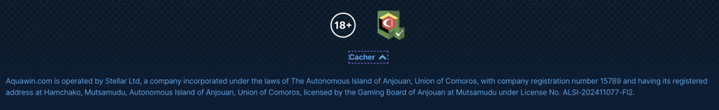 aquawin casino licences et partenaires